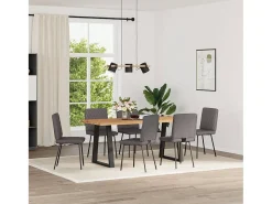 Sillas de comedor 6 unidades cuero sintético gris