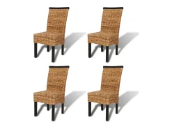 Sillas de comedor 4 unidades madera maciza de mango y abacá