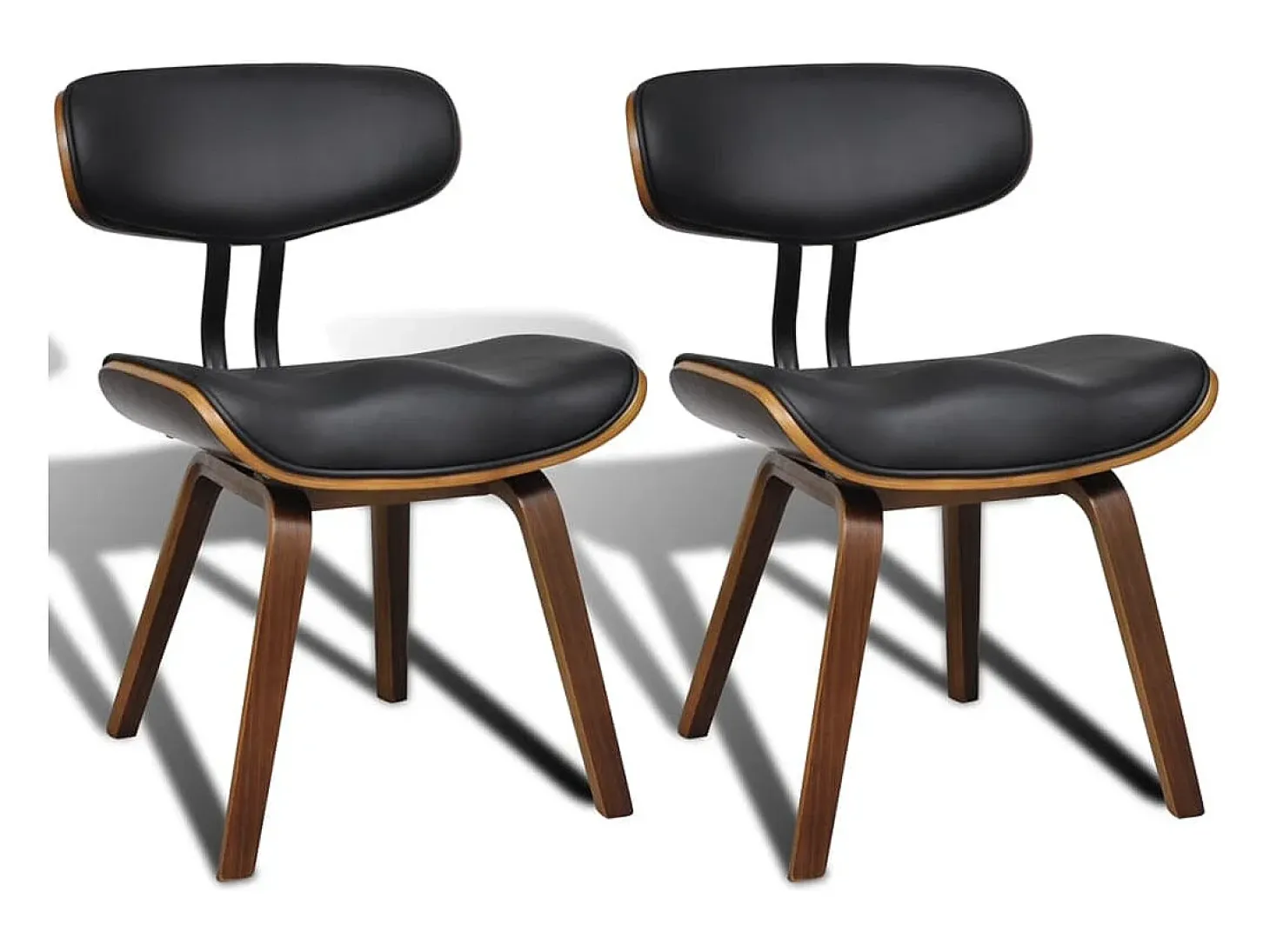 Sillas de comedor 2 unidades madera curvada y cuero sintético