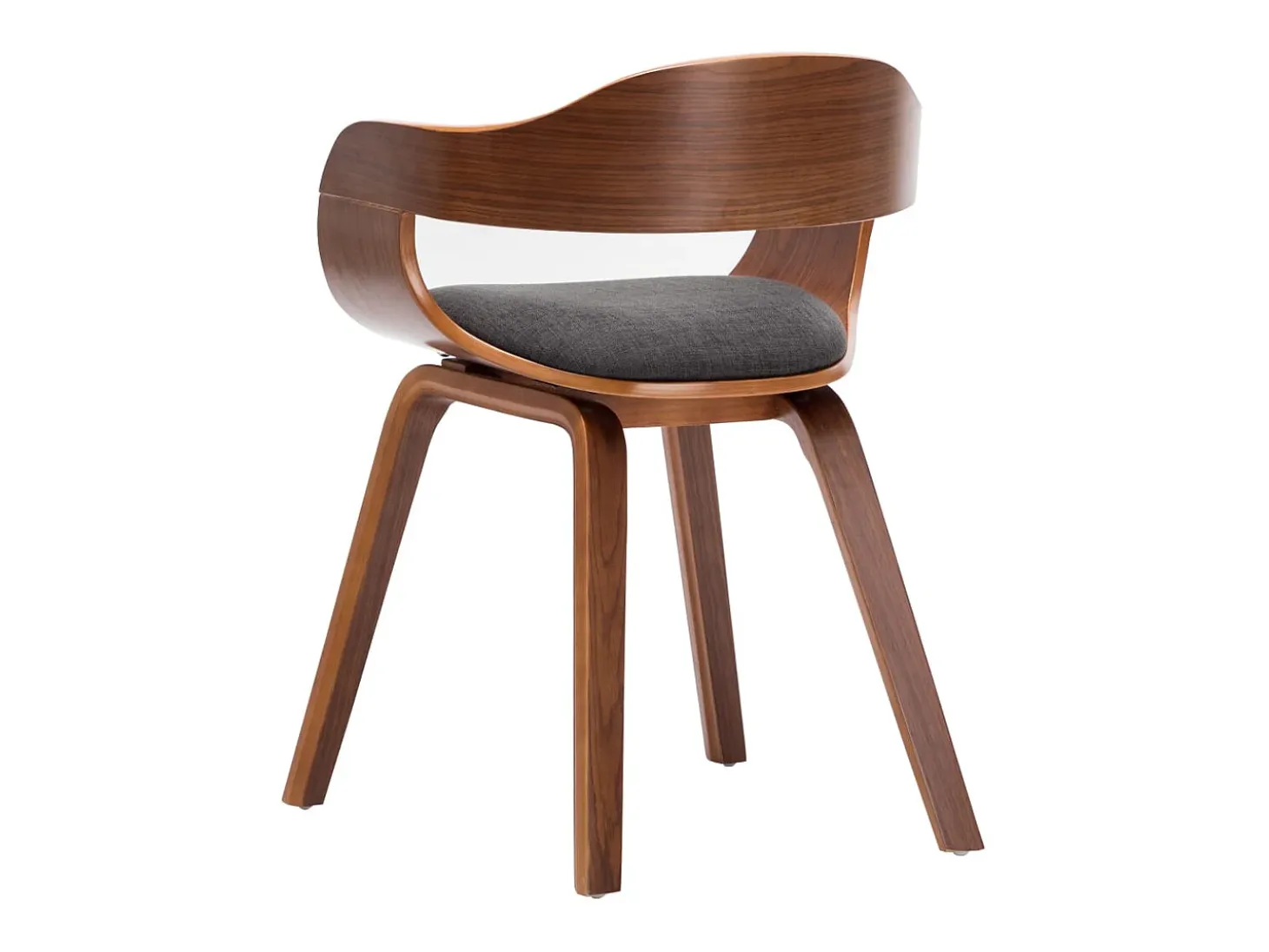 Sillas de comedor 4 unidades tela y madera curvada gris oscuro