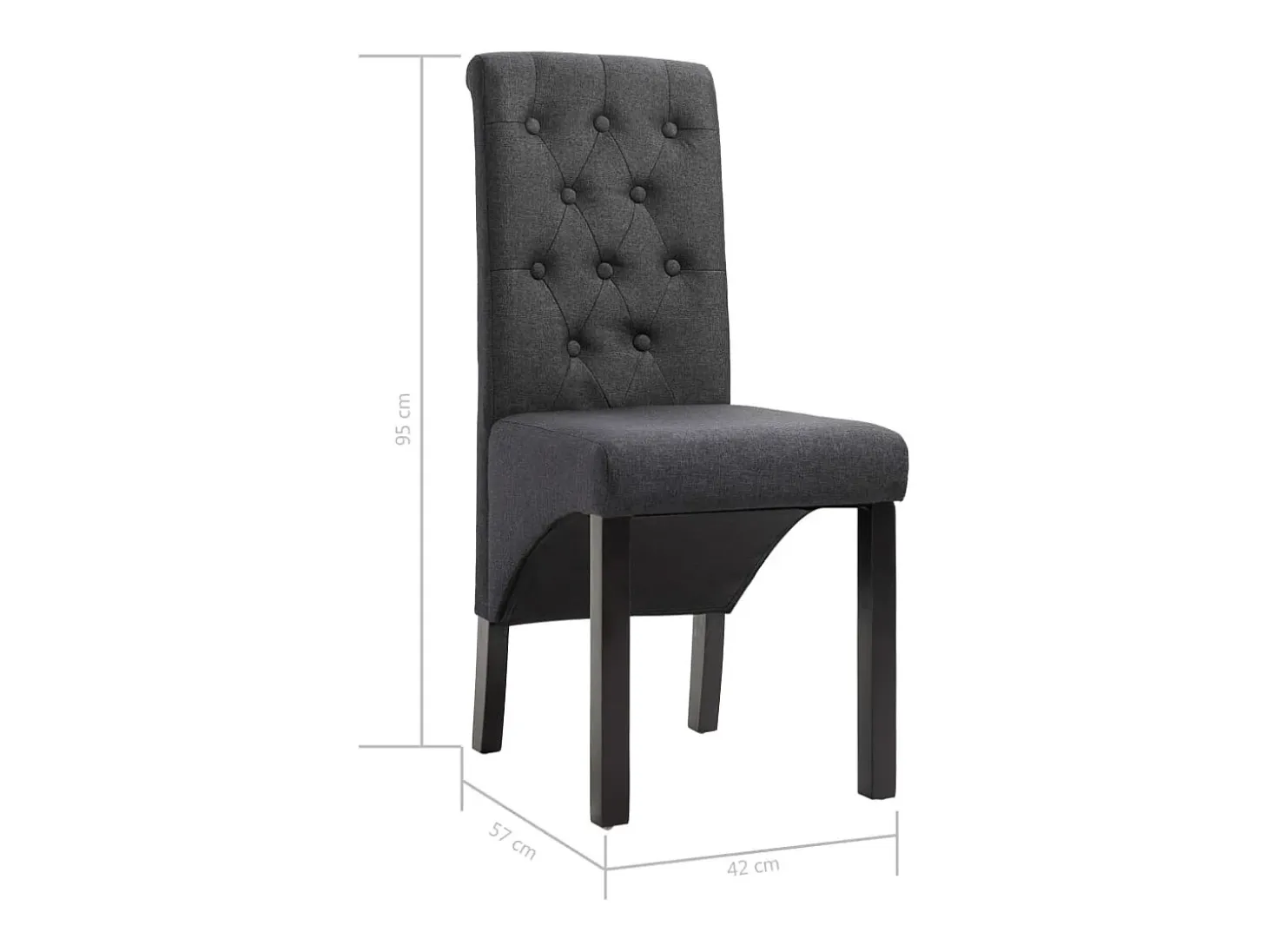 Sillas de comedor 2 unidades tela gris oscura