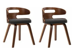 Sillas de comedor 2 unidades madera curvada y tela gris oscuro ES359259