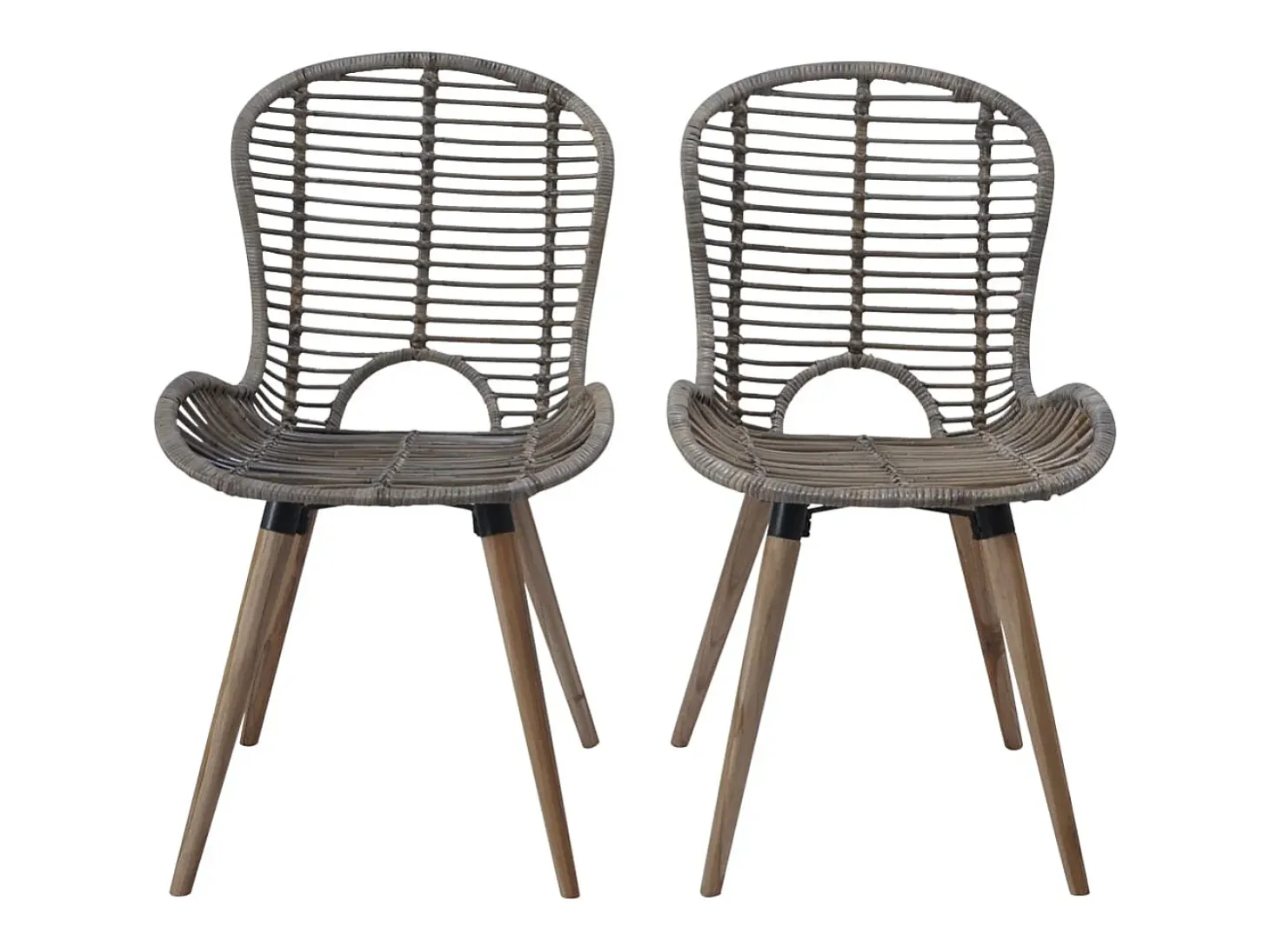 Sillas de comedor 2 unidades ratán natural marrón