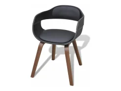 Sillas de comedor 2 unidades madera curvada y cuero sintético negro