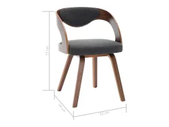 Sillas de comedor 6 unidades madera curvada y tela gris oscuro