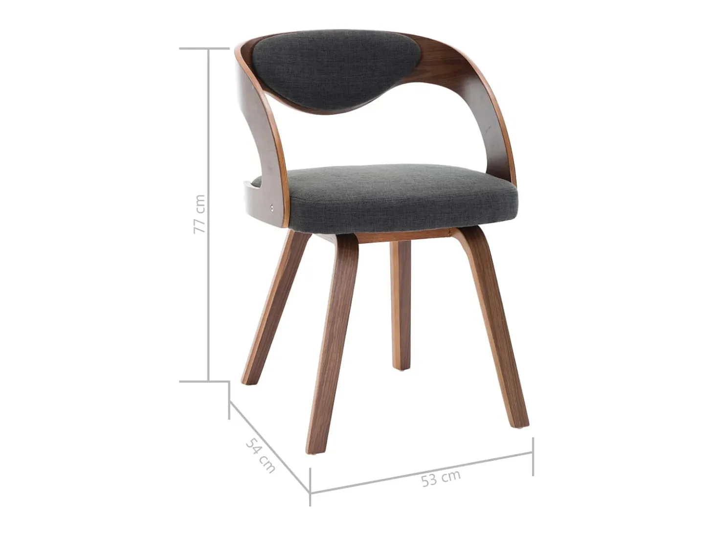 Sillas de comedor 6 unidades madera curvada y tela gris oscuro