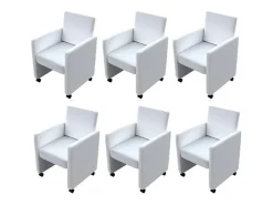 Sillas de comedor 6 unidades cuero sintético blanco
