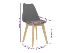 Sillas de comedor 2 unidades plástico gris