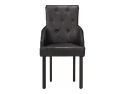 Sillas de comedor 6 unidades cuero auténtico de cabra negro