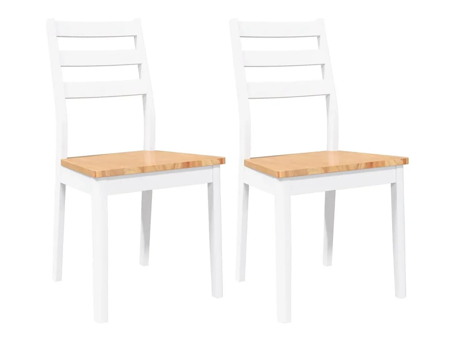 Sillas de comedor 2 unidades madera maciza de caucho blanco