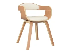 Sillas de comedor 6 unidades cuero sintético y madera curvada crema