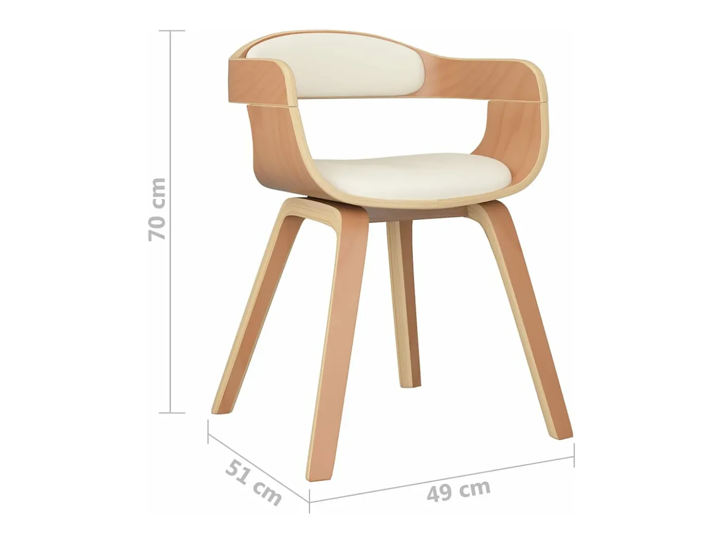 Sillas de comedor 6 unidades cuero sintético y madera curvada crema