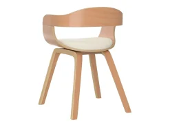 Sillas de comedor 6 unidades cuero sintético y madera curvada crema