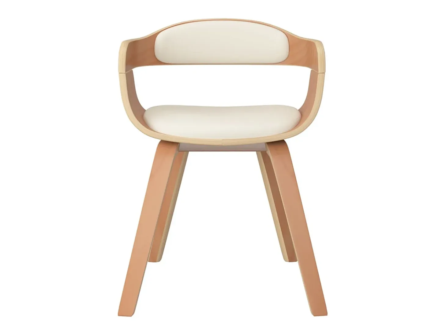 Sillas de comedor 6 unidades cuero sintético y madera curvada crema