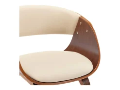 Sillas de comedor 2 unidades madera curvada y cuero sintético crema