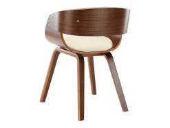 Sillas de comedor 2 unidades madera curvada y cuero sintético crema