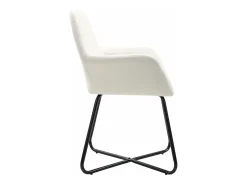Sillas de comedor 2 unidades tela color crema