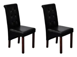Sillas de comedor 2 unidades cuero sintético negro