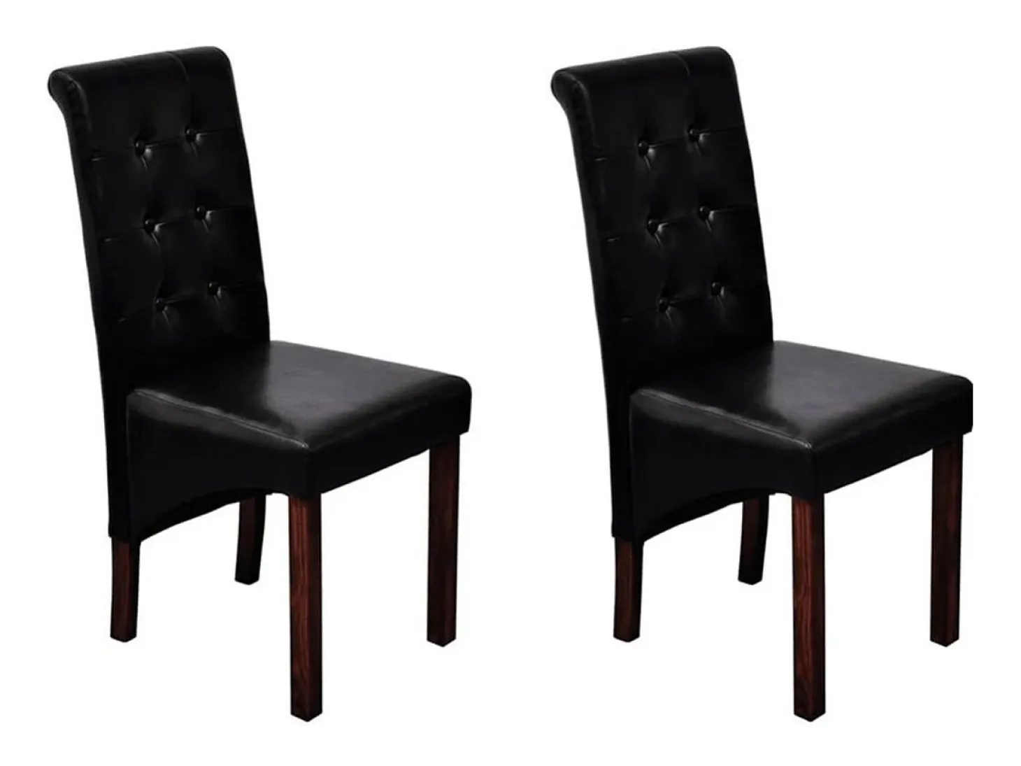 Sillas de comedor 2 unidades cuero sintético negro