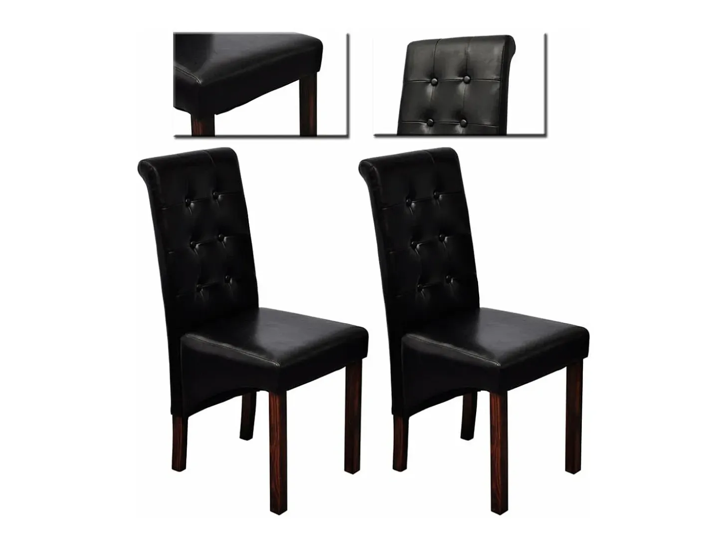 Sillas de comedor 2 unidades cuero sintético negro