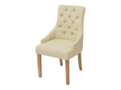 Sillas de comedor 6 unidades tela color crema
