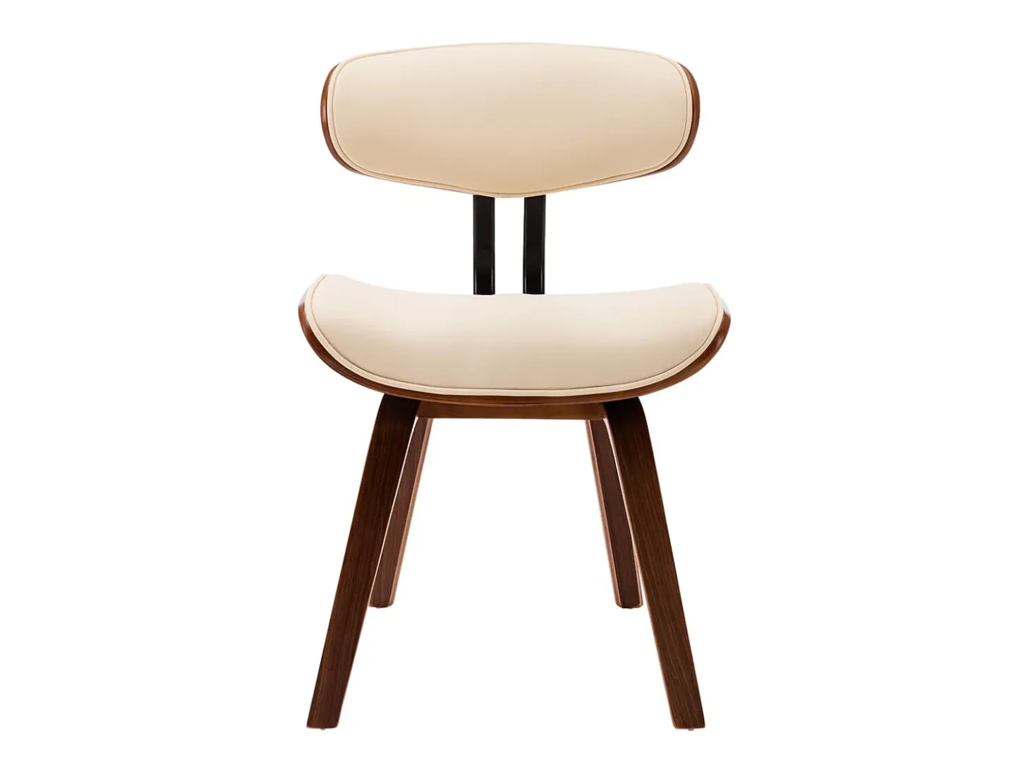 Sillas de comedor 2 unidades madera curvada y cuero sintético crema