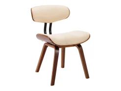 Sillas de comedor 2 unidades madera curvada y cuero sintético crema