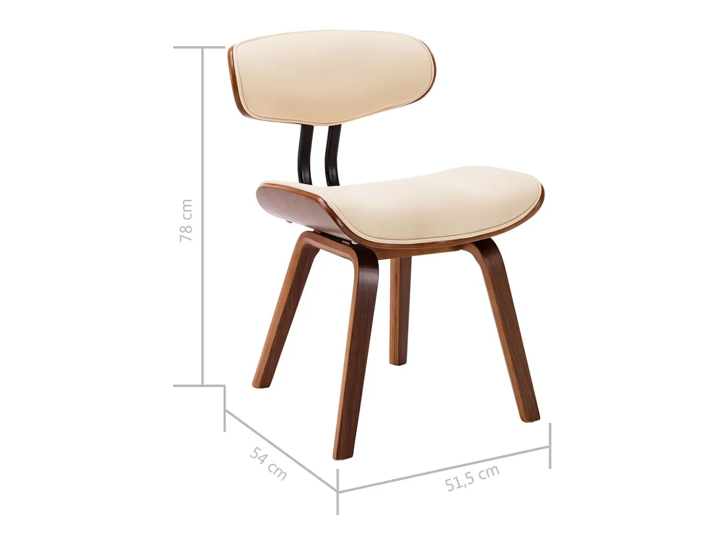 Sillas de comedor 2 unidades madera curvada y cuero sintético crema