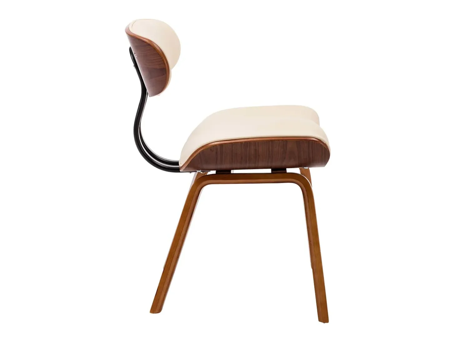 Sillas de comedor 2 unidades madera curvada y cuero sintético crema