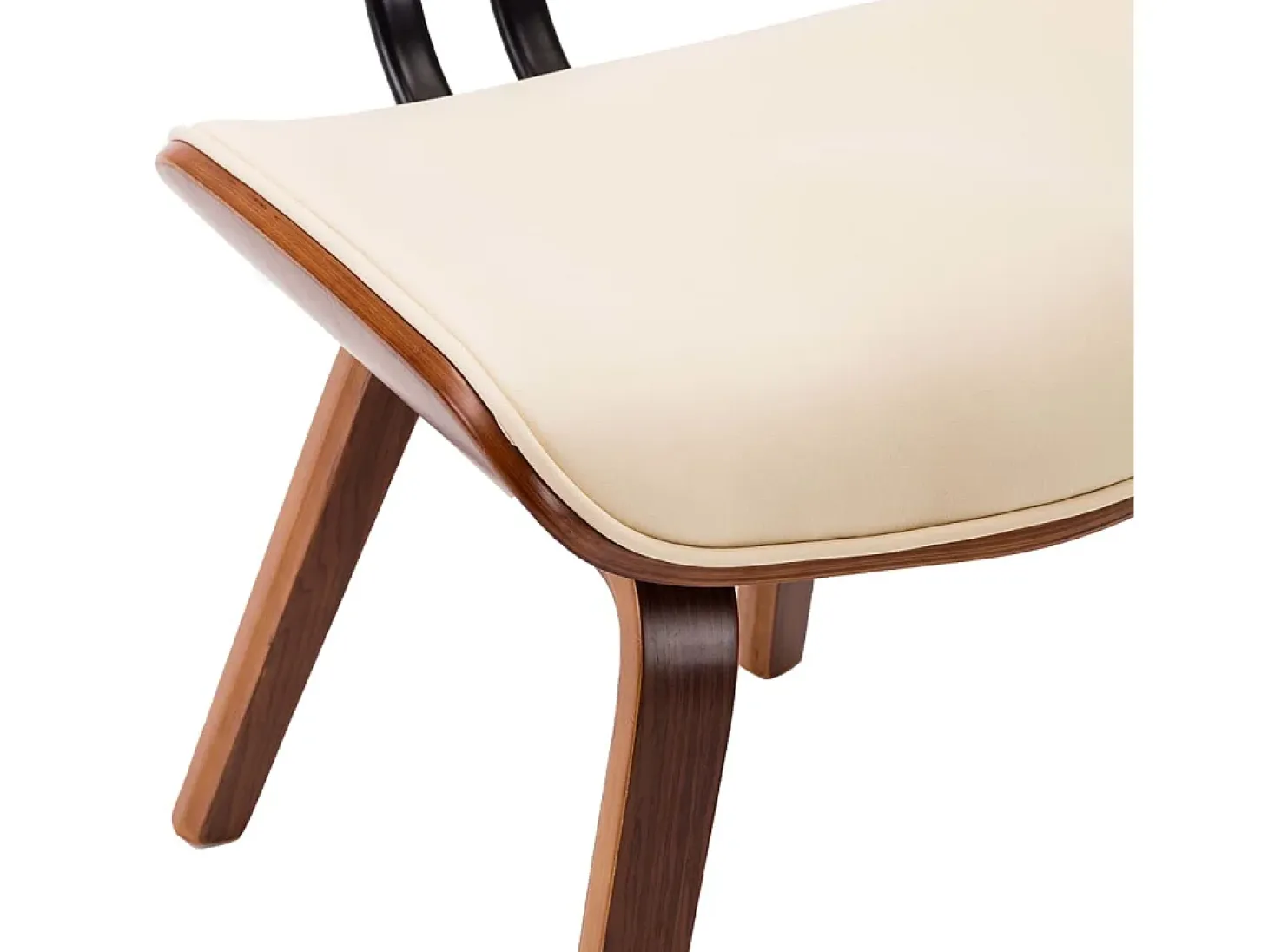 Sillas de comedor 2 unidades madera curvada y cuero sintético crema