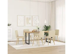 Sillas de comedor 6 unidades tela color crema