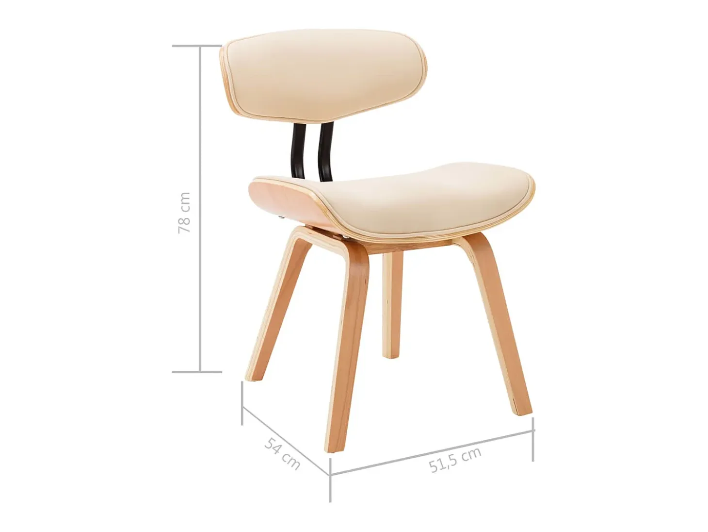 Sillas de comedor 2 unidades madera curvada y cuero sintético crema
