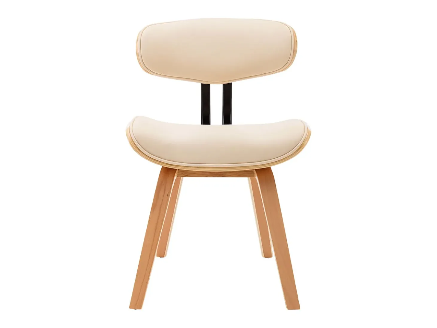 Sillas de comedor 2 unidades madera curvada y cuero sintético crema