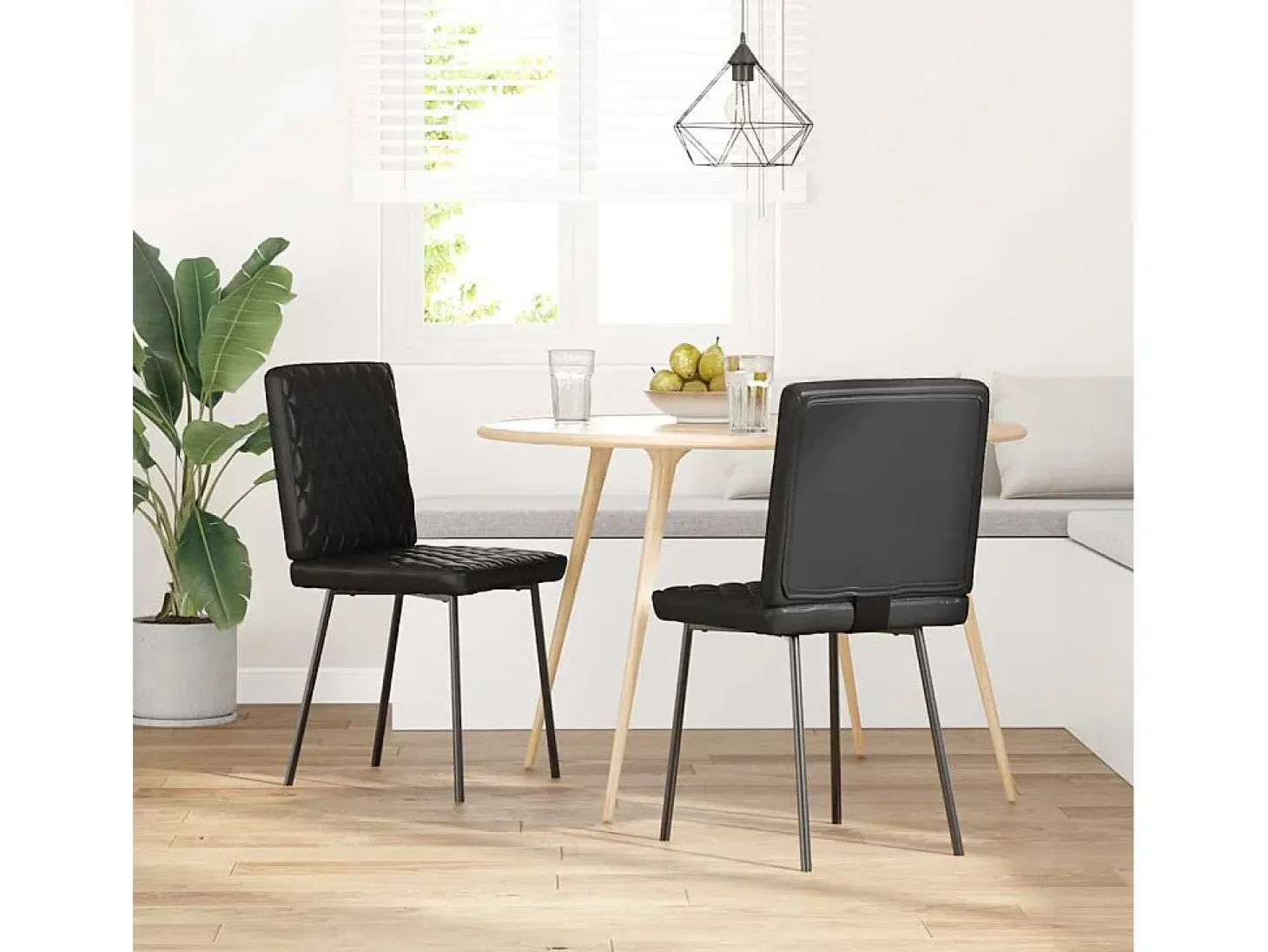 Sillas de comedor 2 unidades cuero sintético negro