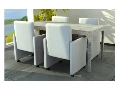 Sillas de comedor 4 unidades cuero sintético blanco