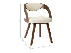 Sillas de comedor 6 unidades madera curvada y cuero sintético crema