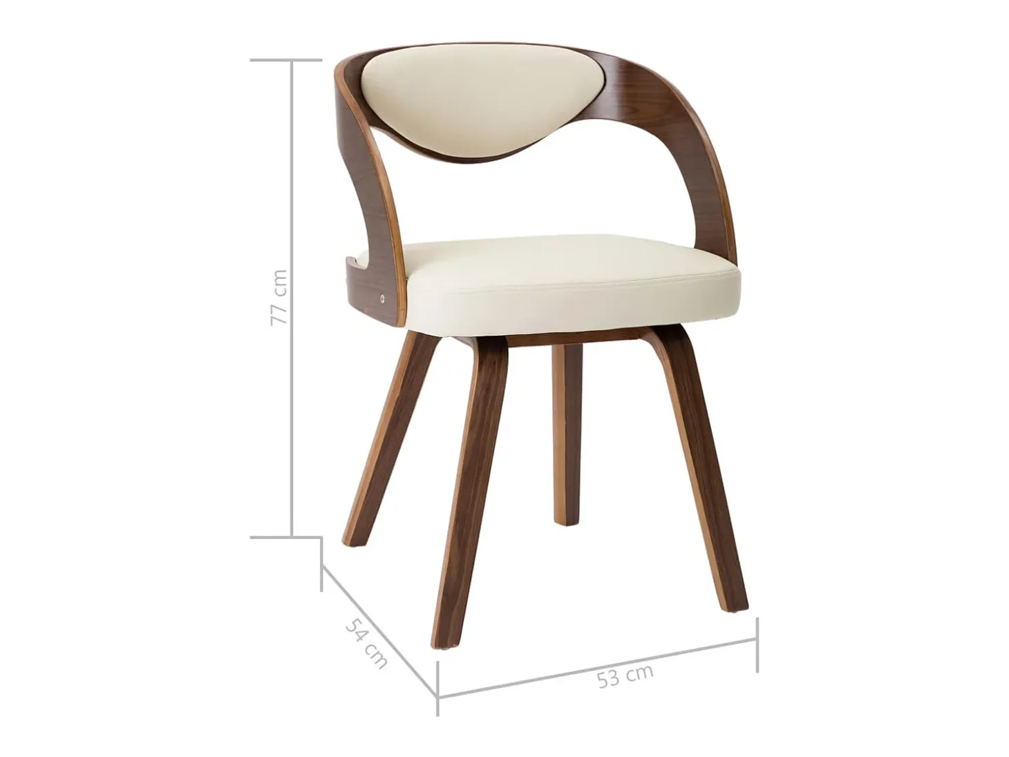 Sillas de comedor 6 unidades madera curvada y cuero sintético crema
