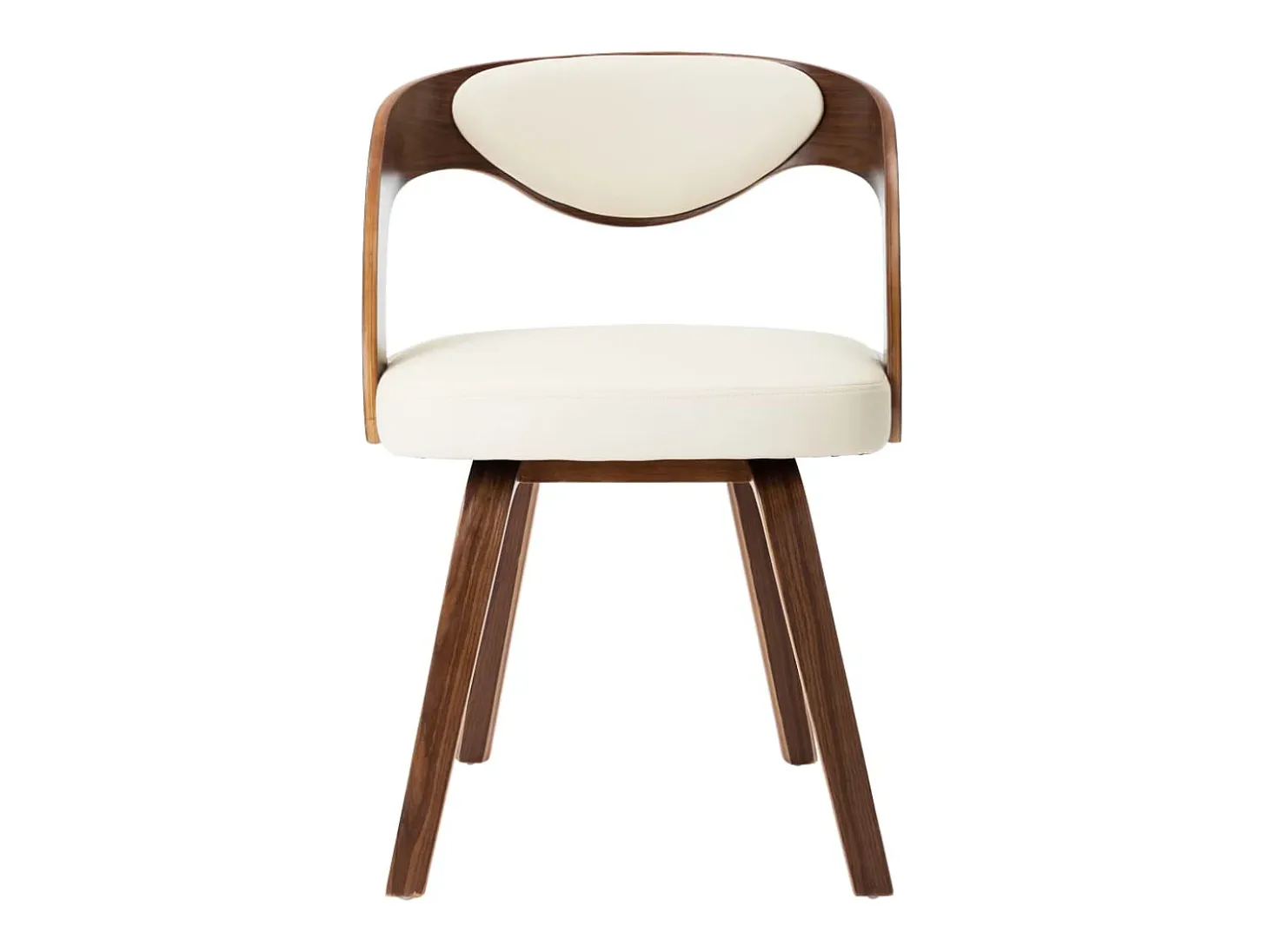 Sillas de comedor 6 unidades madera curvada y cuero sintético crema