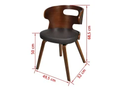 Sillas de comedor 4 unidades madera curvada piel sintética marrón