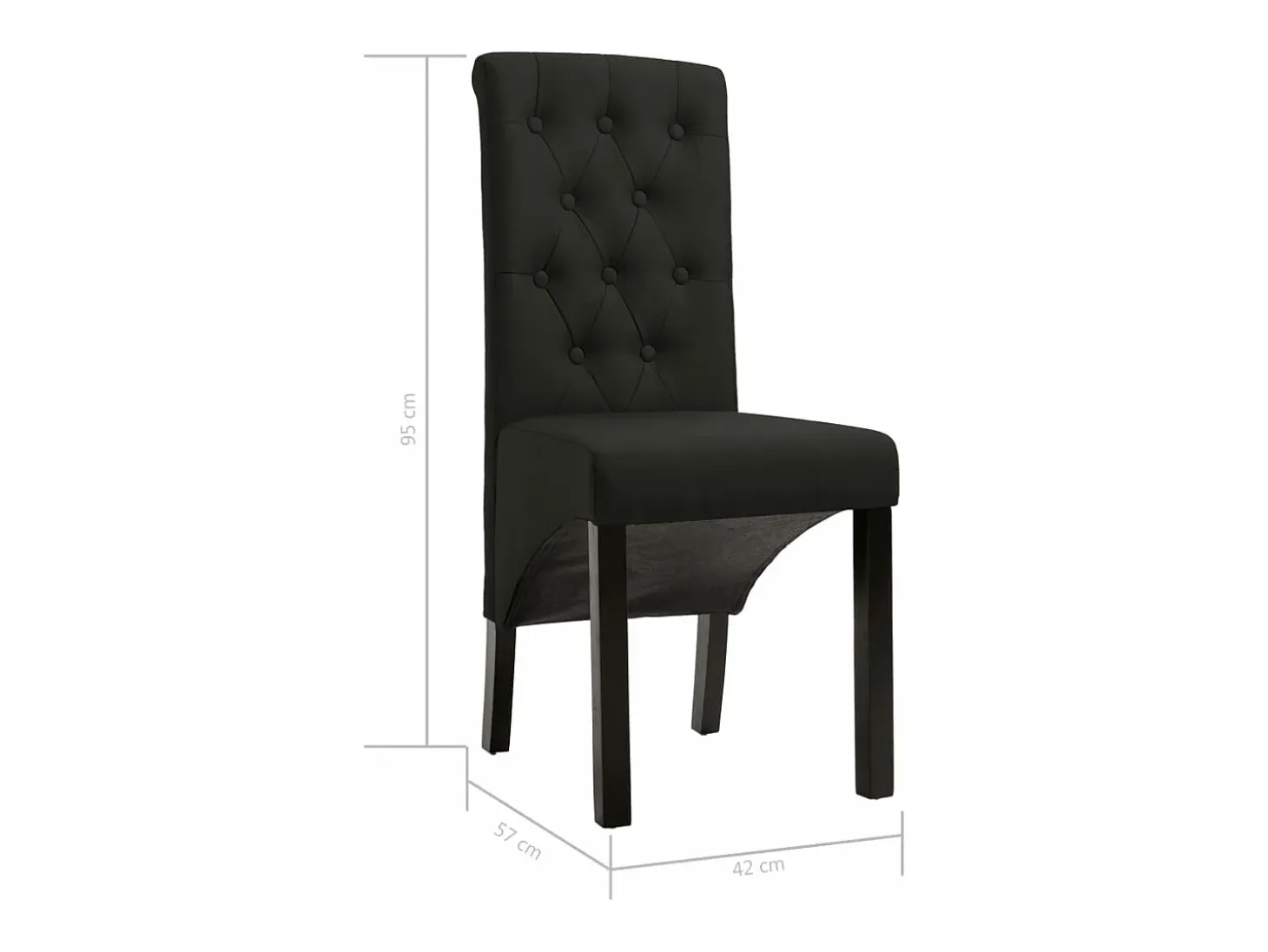 Sillas de comedor 2 unidades de tela negra
