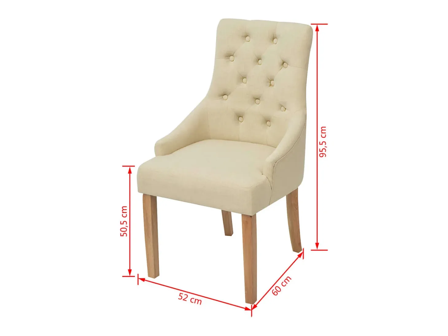 Sillas de comedor 6 unidades tela color crema