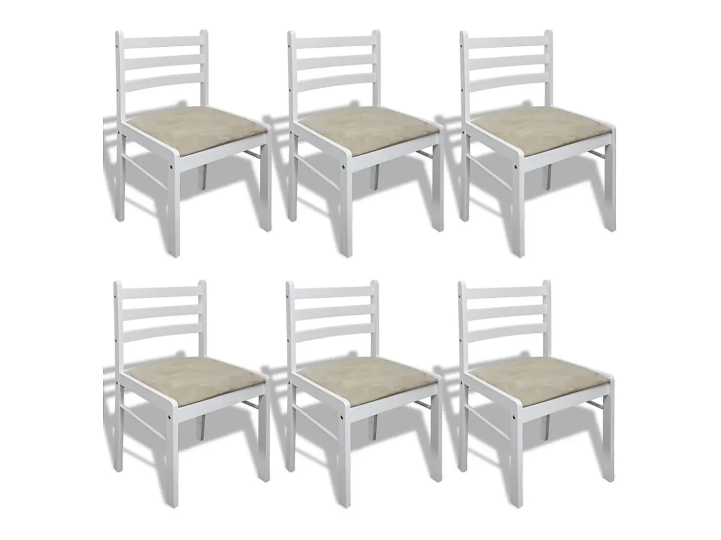 Sillas de comedor 6 unidades madera maciza y terciopelo blanco