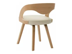 Sillas de comedor 4 unidades madera curvada y cuero sintético crema