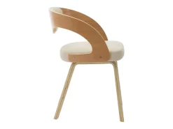 Sillas de comedor 4 unidades madera curvada y cuero sintético crema