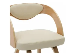 Sillas de comedor 4 unidades madera curvada y cuero sintético crema