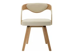 Sillas de comedor 4 unidades madera curvada y cuero sintético crema