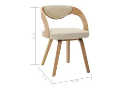 Sillas de comedor 4 unidades madera curvada y cuero sintético crema