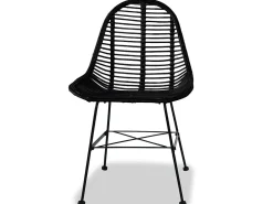 Sillas de comedor 4 unidades de ratán natural negro