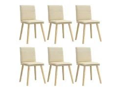 Sillas de comedor 6 unidades tela color crema