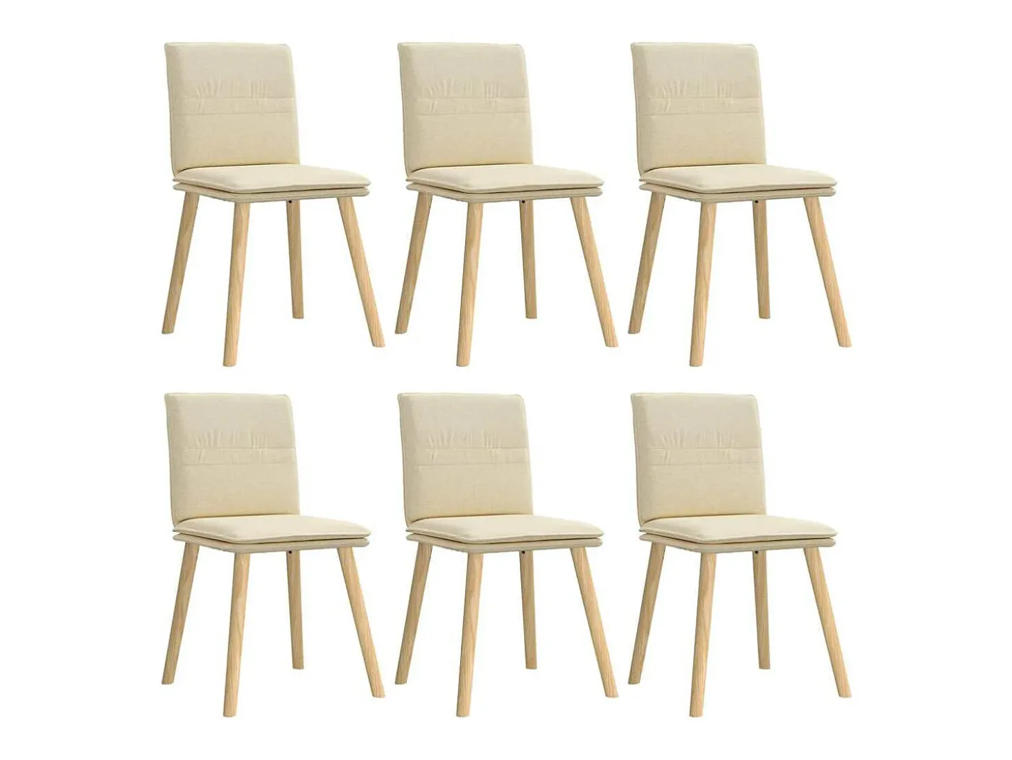 Sillas de comedor 6 unidades tela color crema